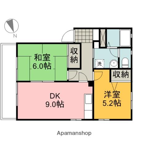 ベルヴィーユ(2DK/1階)の間取り写真