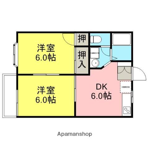 ウィンドワード東大宮(2DK/1階)の間取り写真