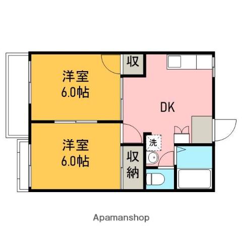 タカシヤハイツ(2DK/1階)の間取り写真