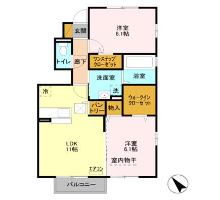 グリーンコート六番館(2LDK/1階)の間取り写真