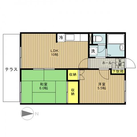 グランハイム黒須(2LDK/1階)の間取り写真