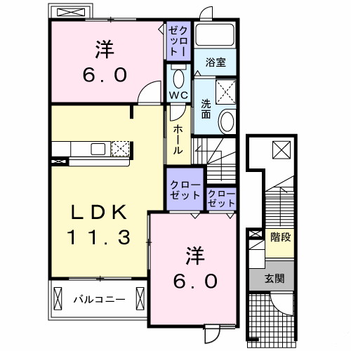 シティガーデンⅡ(2LDK/2階)の間取り写真