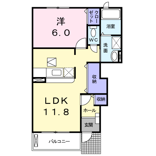 シティガーデンⅡ(1LDK/1階)の間取り写真