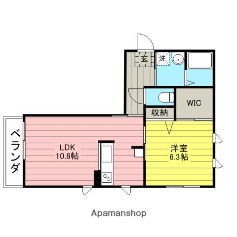 フォレスト北原(1LDK/2階)の間取り写真