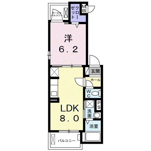 エテルノルーチェ(1LDK/3階)の間取り写真