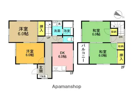 東北本線 古河駅 徒歩40分 2階建 築44年(4DK)の間取り写真