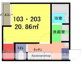 LE CHOCOLAT 春風のすみか(1K/2階)の間取り写真