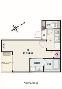 JACK MARUGASAKIⅡ(1K/2階)の間取り写真