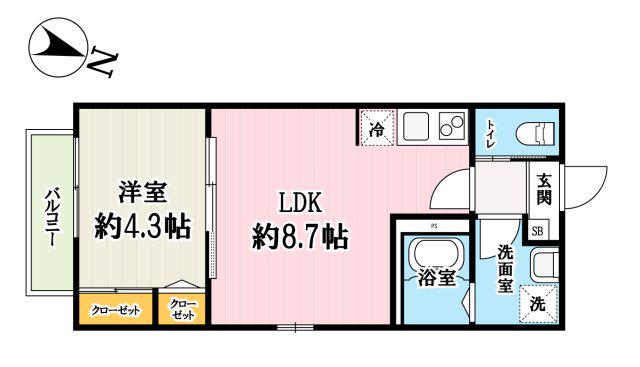 見沼区東宮下計画(1LDK/2階)の間取り写真