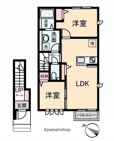 GRACE TERRACE(2LDK/2階)の間取り写真