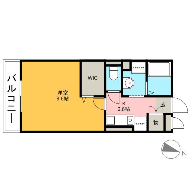 コアロード D(1K/1階)の間取り写真