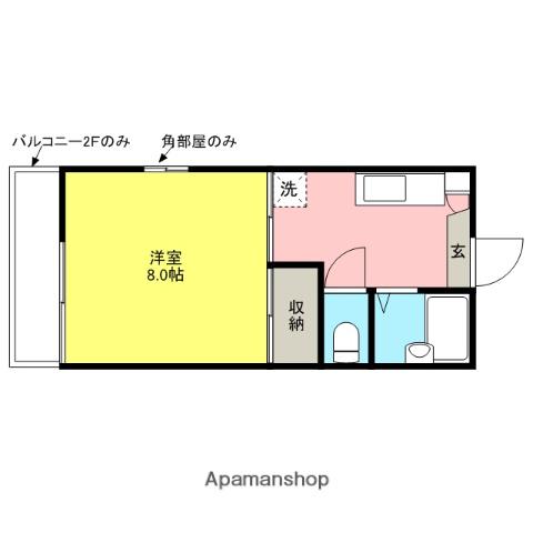 オルム氷川(1K/2階)の間取り写真