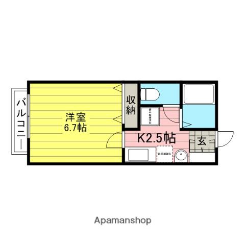Nハウス2(1K/2階)の間取り写真