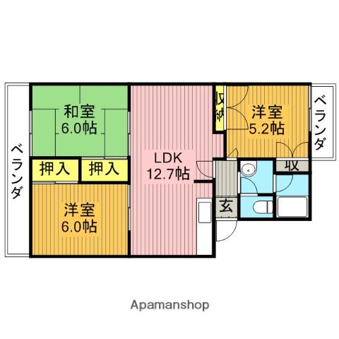 ルレーブ東大宮(3LDK/1階)の間取り写真