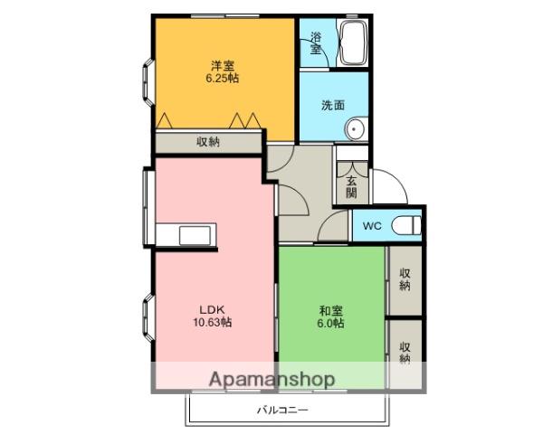 ベルメナージュ・M(2LDK/1階)の間取り写真