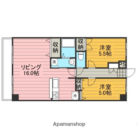 グランドール(2LDK/1階)の間取り写真