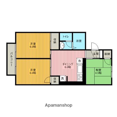 ハイツ田園(3DK/2階)の間取り写真