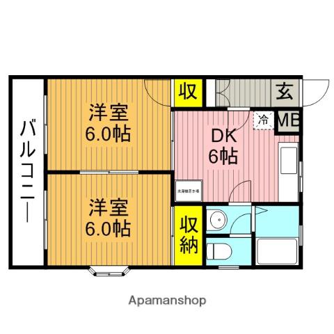 グリーンハイツ長島(2DK/2階)の間取り写真