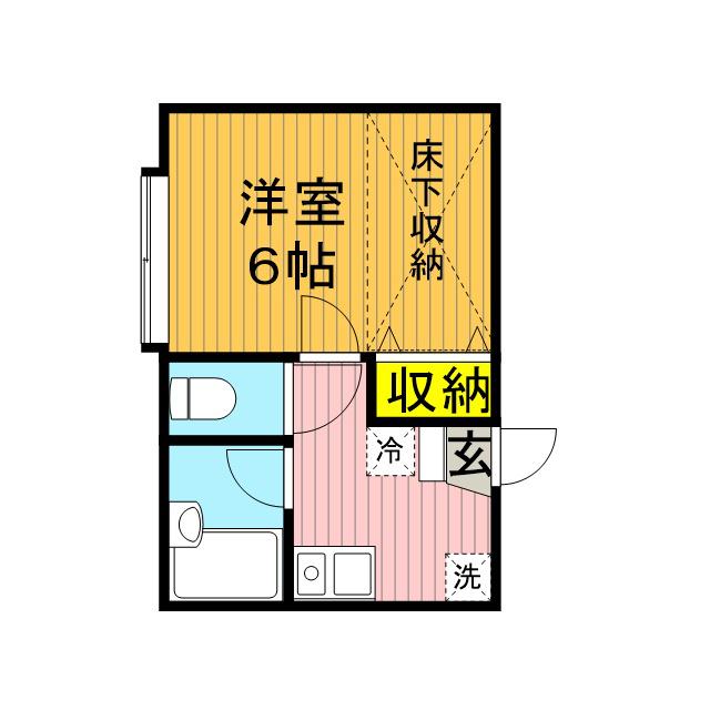 モンシャトー東大成B棟(1K/1階)の間取り写真