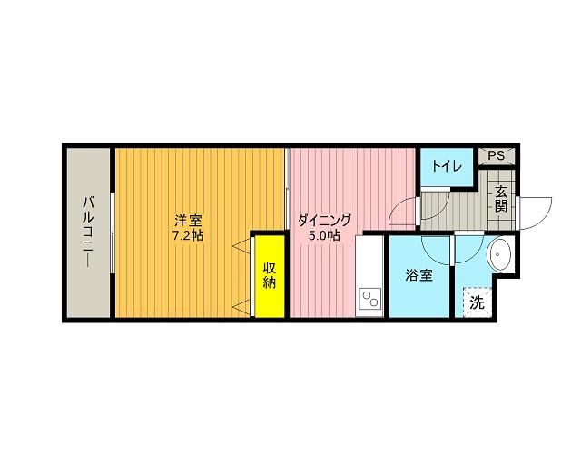 ヴィラ フェリーチェ(1DK/2階)の間取り写真