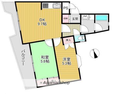 北大宮ハイツ(2DK/1階)の間取り写真