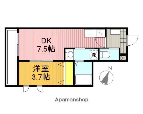 プリュー宮原2(1DK/3階)の間取り写真
