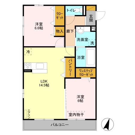 グリーンレジデンス葉月(2LDK/2階)の間取り写真