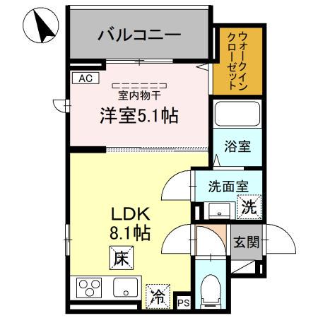 D-EST(1LDK/1階)の間取り写真