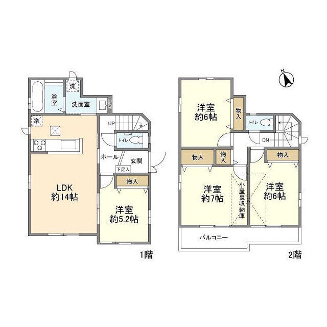 東武鉄道野田線 七里駅 徒歩22分 2階建 築2年(4LDK)の間取り写真
