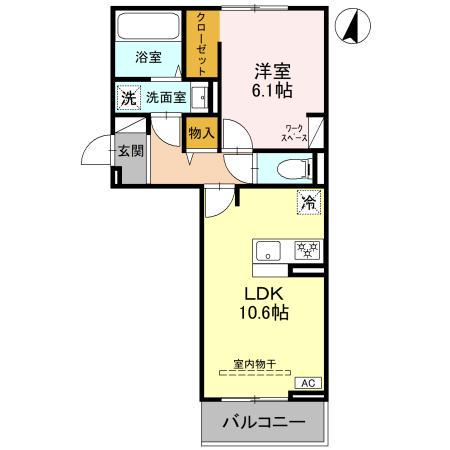 アザレア A(1LDK/3階)の間取り写真