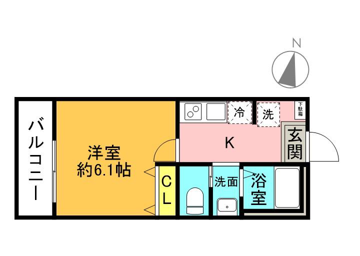 キャメルこの花土呂町(1K/3階)の間取り写真