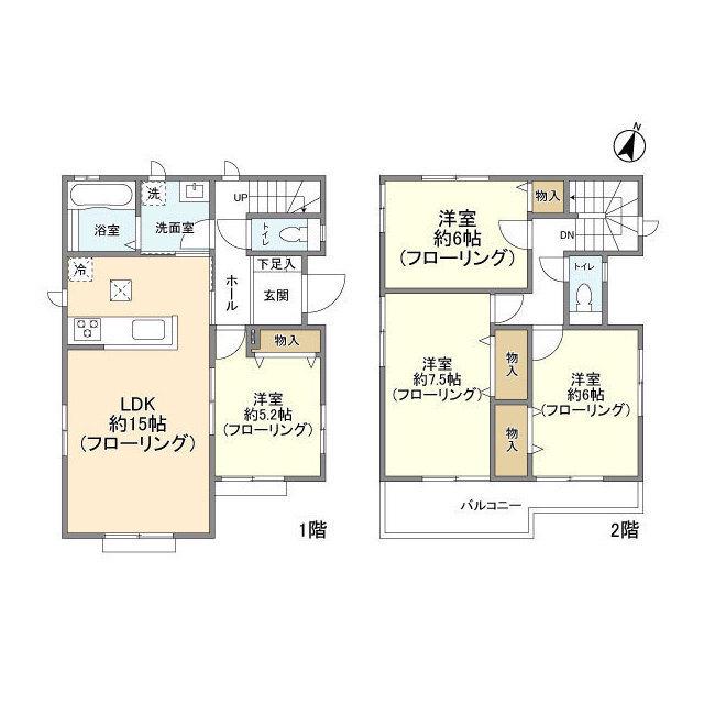 埼玉県さいたま市岩槻区 2階建 築4年(4LDK)の間取り写真