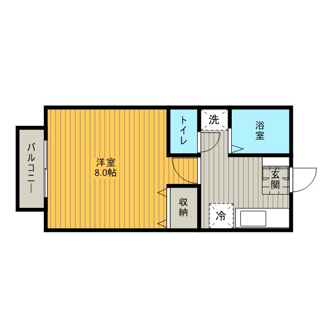 パークサイド(1K/1階)の間取り写真