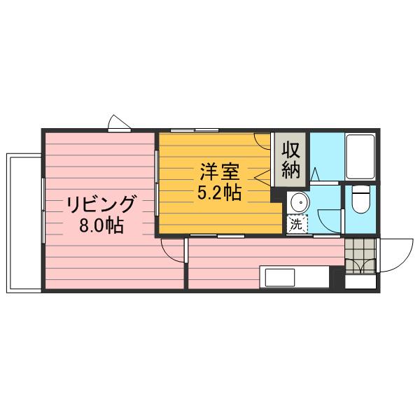 ベレオ彦六(1LDK/1階)の間取り写真