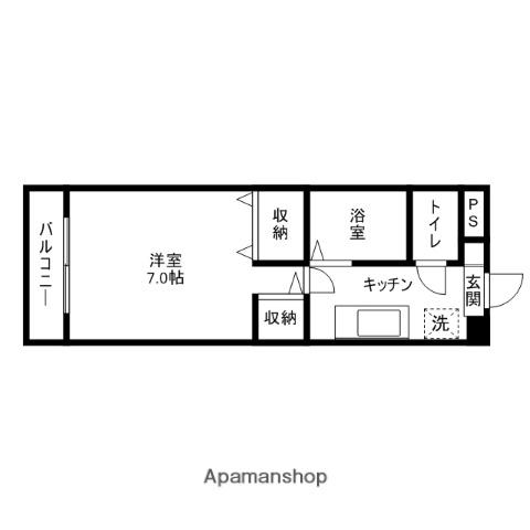 ユーエスハイムⅡ(1K/3階)の間取り写真
