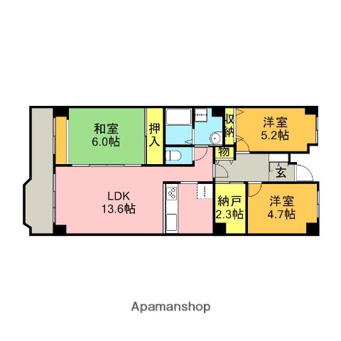 ソフィア上尾B棟(3LDK/7階)の間取り写真