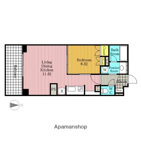 ドゥーエ大宮(1LDK/6階)の間取り写真
