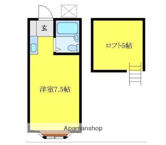 メゾン・ド・ロワール岸町(ワンルーム/2階)の間取り写真