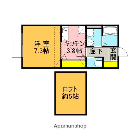 サンシャトー新都心A棟(1K/2階)の間取り写真