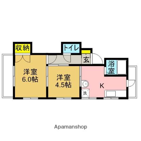 本町西加藤コーポ(2K/1階)の間取り写真