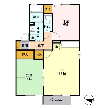 グランナチュールA(2LDK/2階)の間取り写真