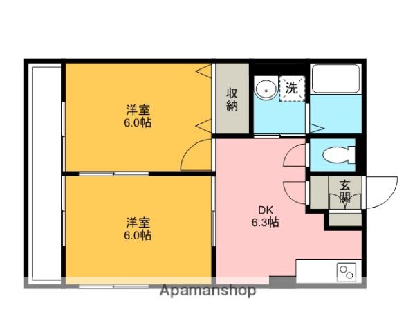 リーナパレス(2DK/2階)の間取り写真