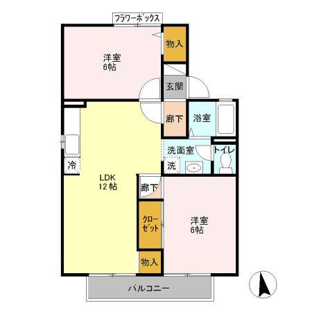 ドミールエム(3DK/1階)の間取り写真