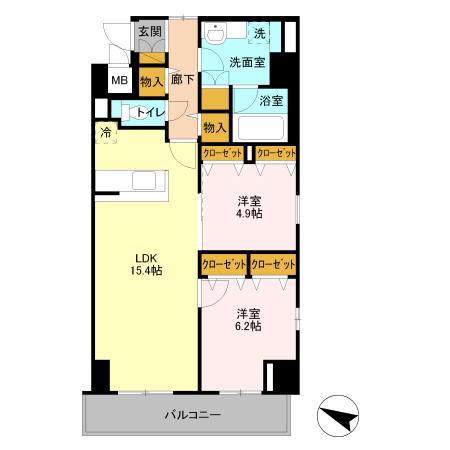 GRAN COURT YONO(2LDK/2階)の間取り写真