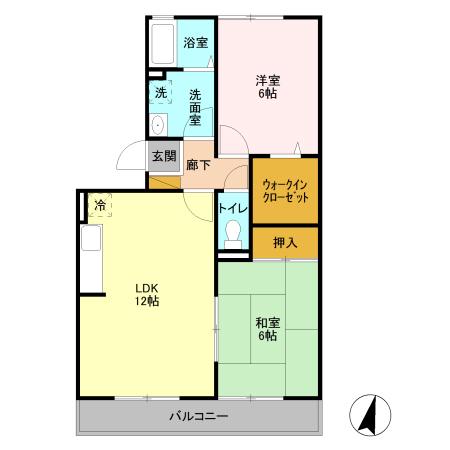 ヴィラスクエア(2LDK/2階)の間取り写真