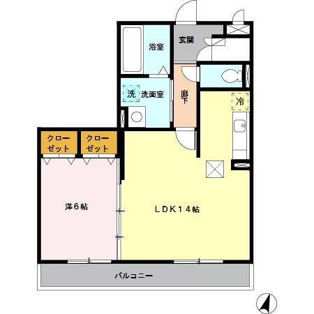 プリムローズⅠ(1LDK/1階)の間取り写真