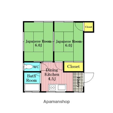 木崎グリーンハイツ(2DK/2階)の間取り写真