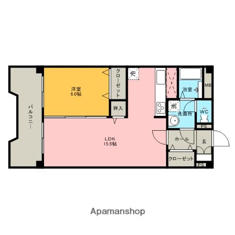 石綿ハイツ(1LDK/2階)の間取り写真