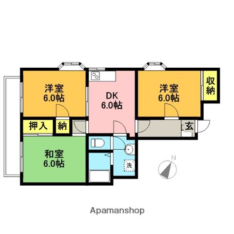 パールメゾン矢作(3DK/2階)の間取り写真