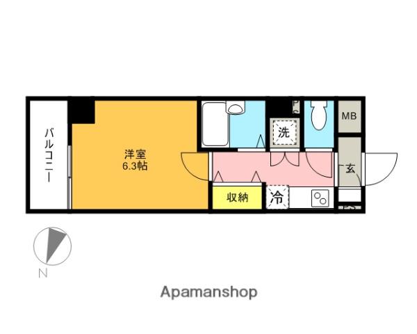 スパシエ カステロ 新都心(1K/5階)の間取り写真